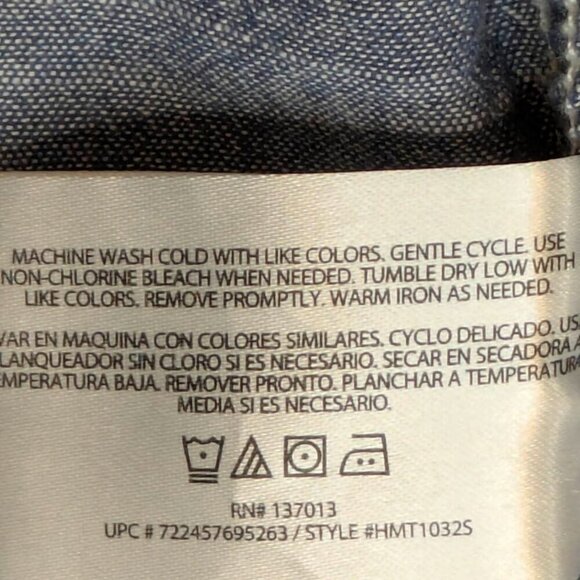 Woolrich Chambrey Shirt Mens XL Button Up Denim Blue Short Sleeve Vacation Beach - Picture 12 of 12